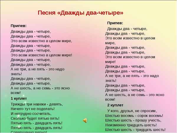 Детские песни Дважды два четыре