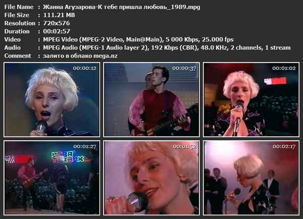 Жанна Агузарова К тебе пришла любовь